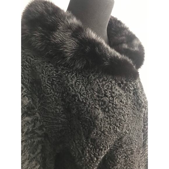 Vintage Livingston’s Black Boucle and fur trimmed 1960s overcoat - Picture 1 of 8